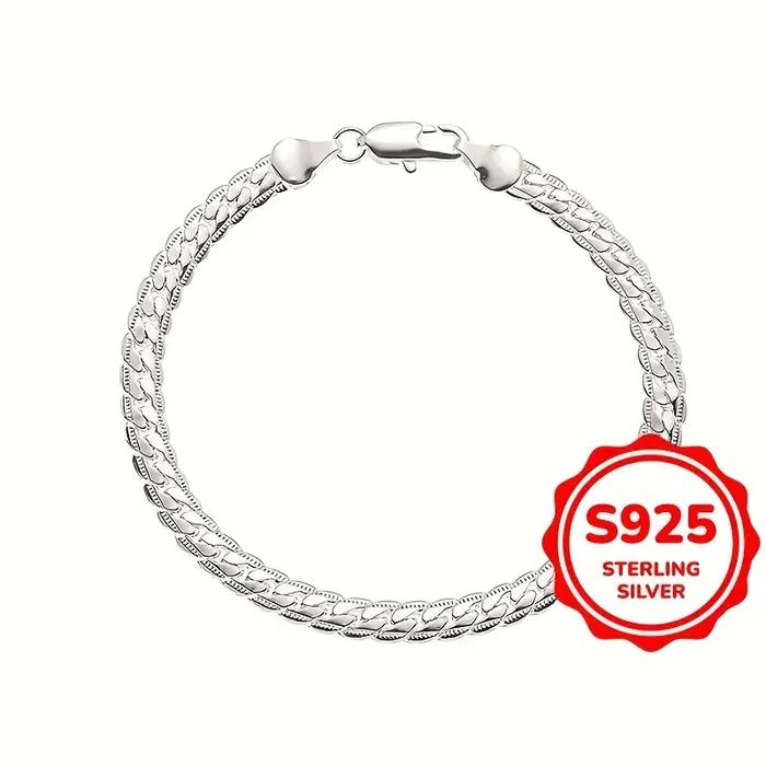 Bracelet chaîne cubaine en argent sterling 925