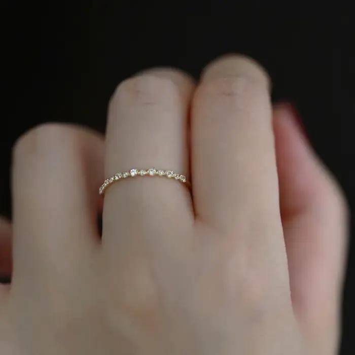 Bague géométrique en argent Sterling 925 plaqué or 14K pour femmes
