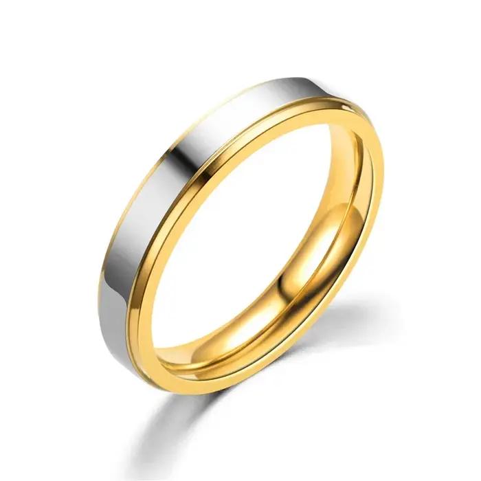 Bague de mariage Double couleur or argent pour femmes, 4/6MM, acier inoxydable, personnalisé, nom ma