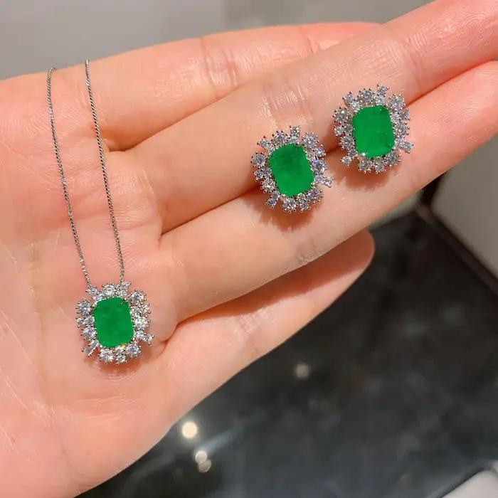 Ensemble de bijoux émeraude pour femmes collier et boucles d'oreilles de mariage et occasions spéciales