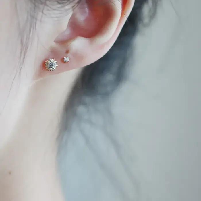 Boucles d'oreilles simples en argent Sterling 925 plaqué or 14k pour femmes