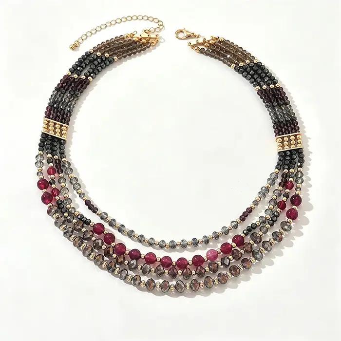 Collier de perles de verre multicouches pour femmes, bijoux de mode, accessoires de fête intemporels, nouveau design, vente en gros, cadeaux MQF313