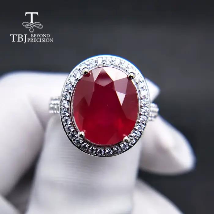 Bague en argent sterling 925 avec rubis naturel ovale pour femme occasions spéciales cadeau de mariage et Saint Valentin