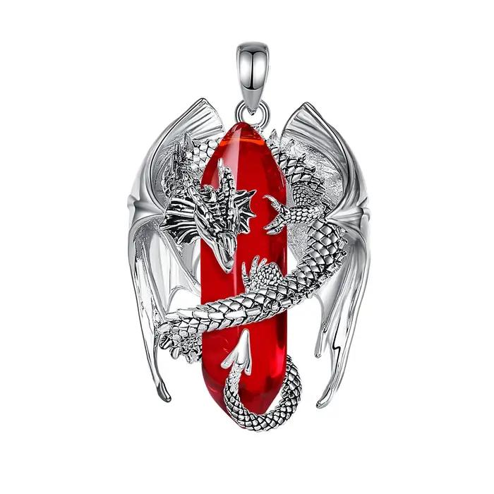 Eudora Dragon Twining Hexagonal cornaline naturelle prismatique collier Punk pierre de guérison pend