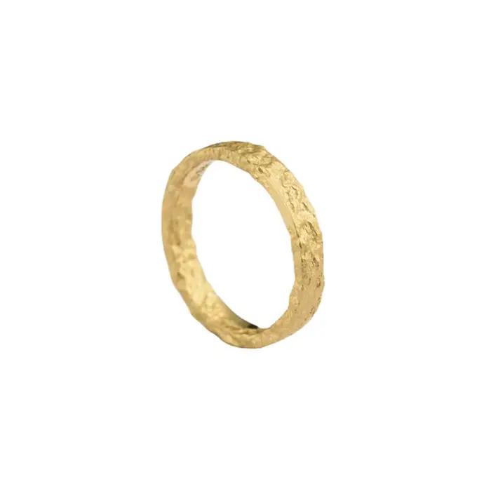 Bague à Texture martelée – Bande minimaliste en métal massif pour femmes