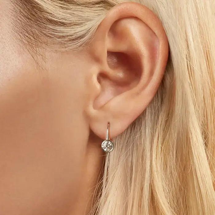 Bamoer U 0.5CT Moissanite boucles d'oreilles minimaliste lunette cerceau
