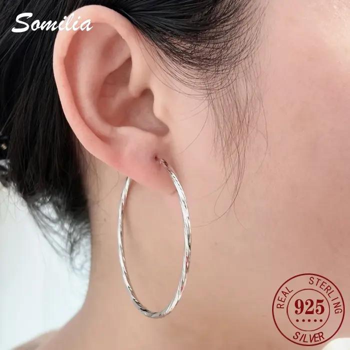 Boucles d'oreilles créoles en argent sterling classiques pour femmes et hommes occasions spéciales mariage fête cadeau