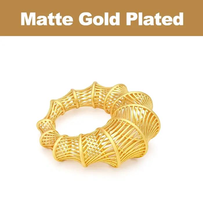 IVOG – bague luxueuse en bambou ajourée, bijoux personnalisés à motif de Texture de ligne d'arc irrégulière pour femmes, fête de mariage