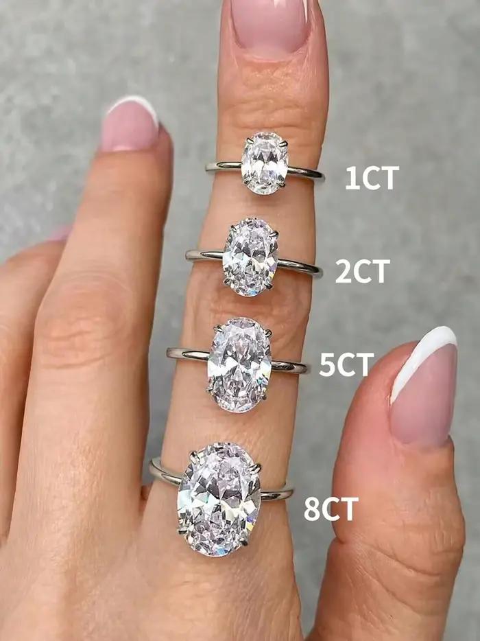Bague ovale en argent Sterling 925 pour femmes