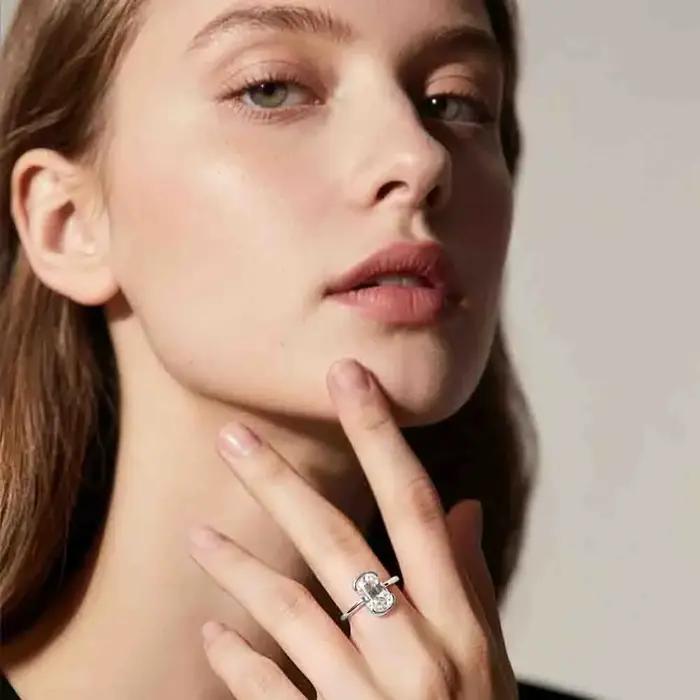 WUIHA Bague de Fiançailles et de Mariage Vintage en Argent Sterling 925 avec Moissanite Véritable GRA de 4 carats