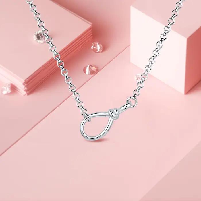 Collier infini minimaliste en argent Sterling 925 pour femmes avec pendentif en zirconium occasion spéciale élégant bijou à offrir