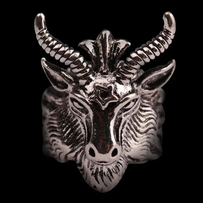 Anneau Rétro Sigil de Baphomet Punk Gothique Rock Hip Hop Accessoire Motard Cadeau Occasions Spéciales