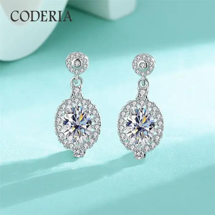 6*8mm 1.5 Carat ovale Moisanne boucles d'oreilles femmes bijoux de mariage cadeau 925 argent Sterlin