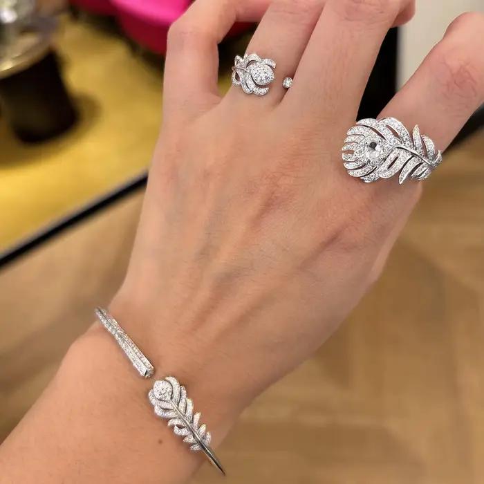 Ensemble de bijoux élégant pour femme avec collier, bague, bracelet et boucles d'oreilles en argent 925 plaqué or/rose, serti de zircon 5A étincelant, cadeau idéal