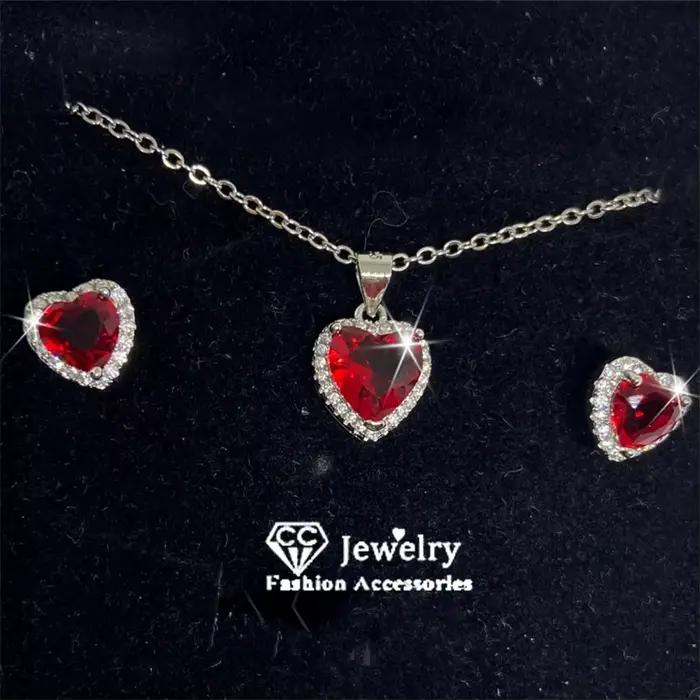 CC – ensemble de bijoux en forme de cœur pour femmes