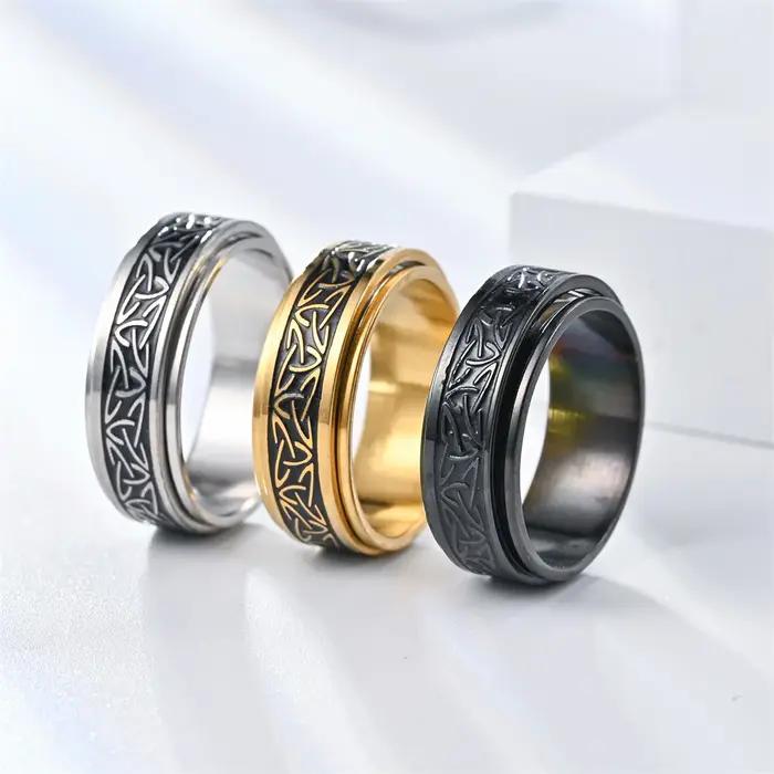 Anneau de Rune Viking à Nœud Celtique en Acier Inoxydable pour Hommes Anti-Stress Occasions Spéciales