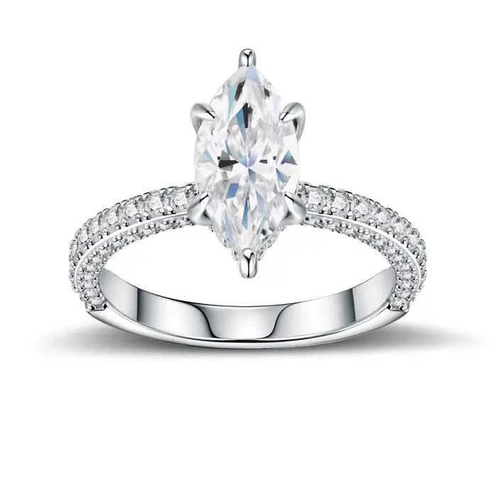 WUIHA – bague de fiançailles en argent Sterling 100% 925, 6x12 MM, coupe Marquise, couleur D, vérita