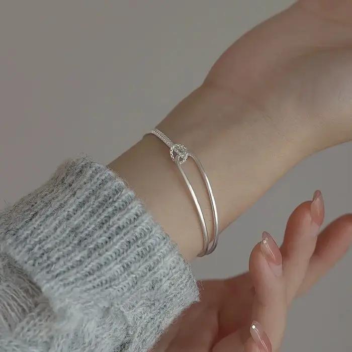 Bracelet minimaliste élégant pour femmes design géométrique double couche nouée chaîne fait main bijoux cadeaux occasions spéciales tracker humeur