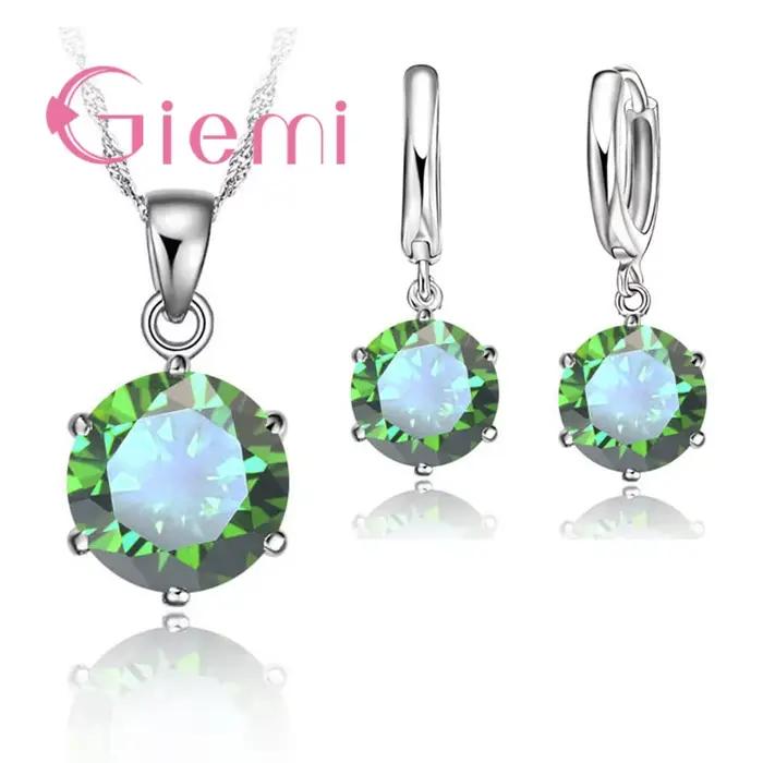 Collier Giemi en Argent Sterling 925 Serti de Zircon Cubique à Six Griffes Pour Femmes Occasions Spéciales Mariage Fiançailles Anniversaire