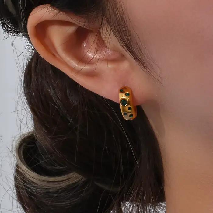 E.B.belle-Boucles d'Oreilles Colorées en Acier Inoxydable pour Femme