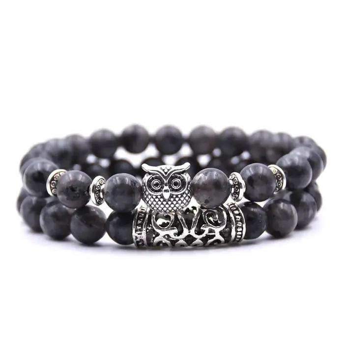 Bracelet Hibou en pierre naturelle avec tracker de fitness, bijou tendance pour hommes et femmes, cadeau pour occasions spéciales