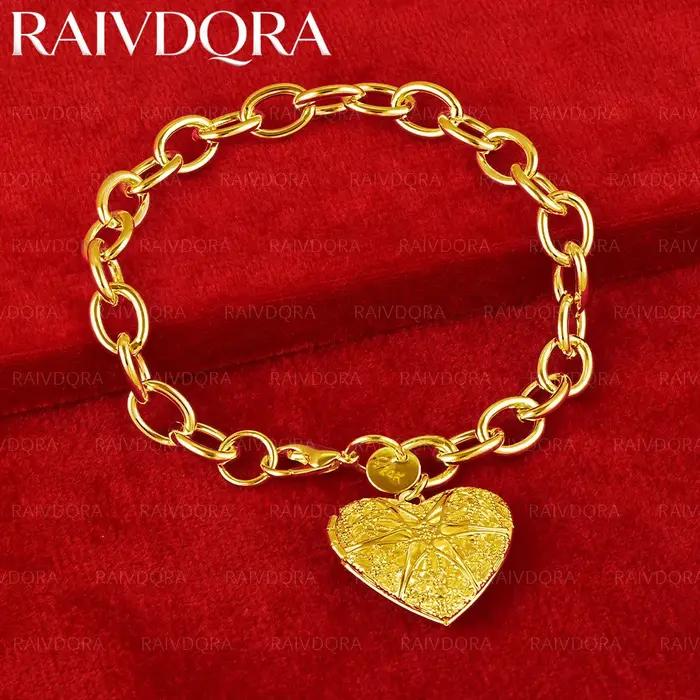 Bracelet en chaîne avec pendentif en forme de cœur plaqué or 18 carats pour femmes bijoux à la mode cadeau romantique pour anniversaire mariage