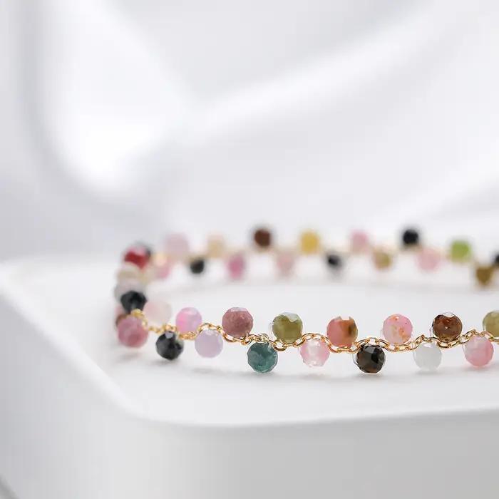 Bracelet Tourmaline en pierre naturelle de 3mm pour femmes, bijou romantique et élégant, occasion spéciale, cadeau de luxe, mariage, fête, quotidien