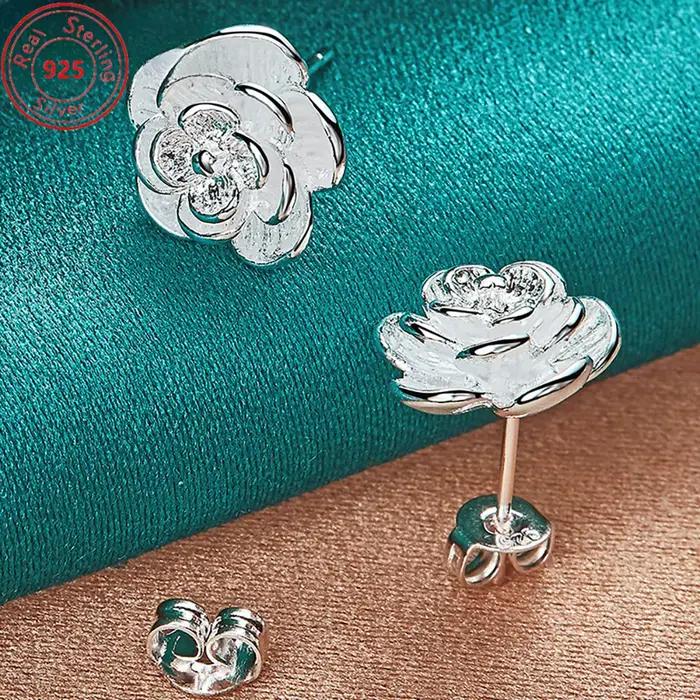 Boucles d'oreilles luxueuses en argent sterling 925 avec motifs floraux exquis pour femmes pour occasions spéciales et fêtes