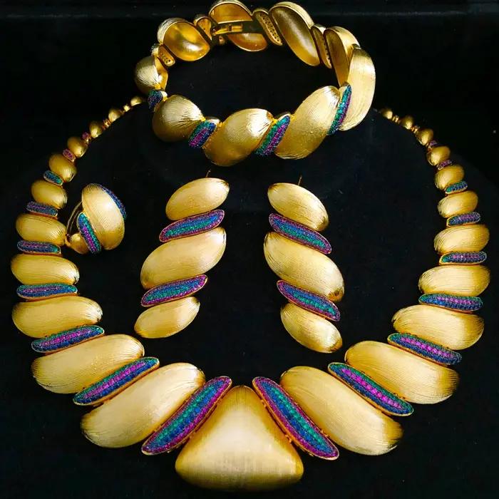 GODKI – ensemble de bijoux africains/indiens de luxe pour femmes, ensemble de bijoux de mariée en cristal de Zircon, pour fête de mariage, Dubaï, cadeau