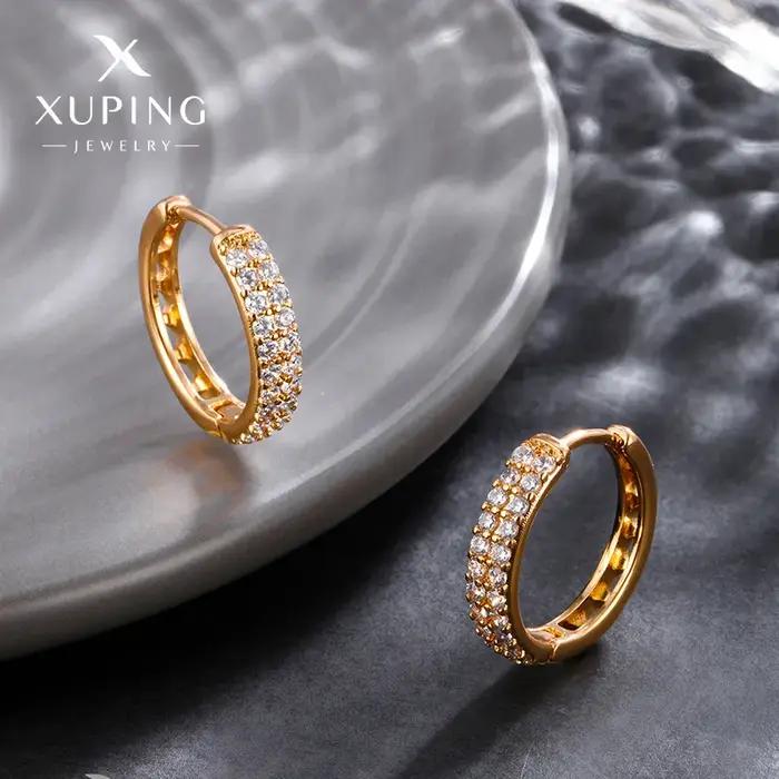 Boucles d'oreilles de luxe en or pur 24K 9999 pour femmes, anneau d'oreille élégant, Double diamant, boucle d'oreille