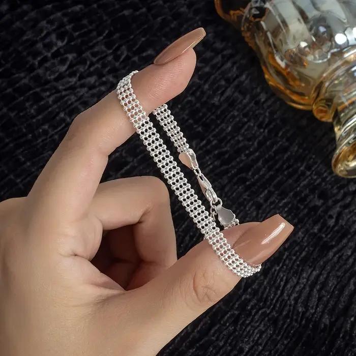 Breloques 925 Bracelets en argent sterling perles chaîne pour femmes hommes mariage dame jolis bijou