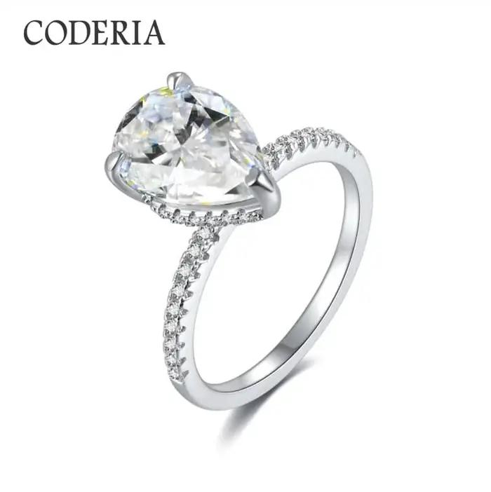 Bague de fiançailles pour femme en argent sterling 925 avec pierre de moissanite de couleur D de 4 c
