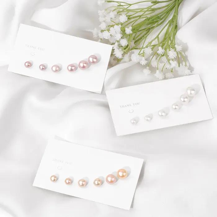 Boucles d'oreilles en perles d'eau douce naturelles pour femmes et filles, 3 couleurs, bijoux fins de mariage, cadeaux, 3 paires
