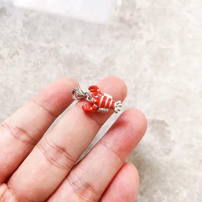 Pendentif Homard Rouge en Argent Sterling 925 Mignon et Romantique Idéal pour Fiançailles Mariages et Présents de Noël