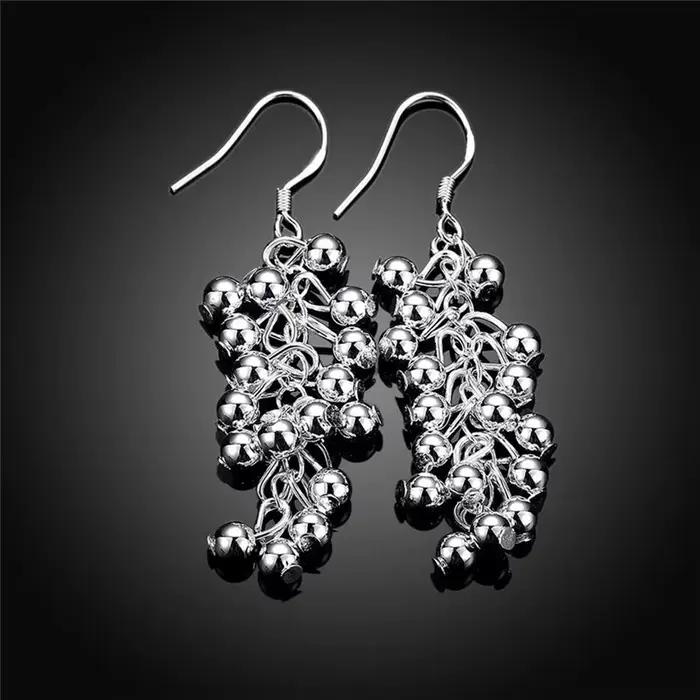 Boucles d'oreilles pendantes en argent regardé 925 pour femmes, perles de raisin créatives, cadeaux