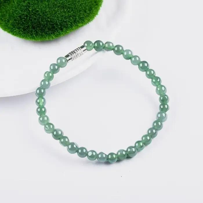Bracelet de perles en jade naturel véritable ajustable en jadéite bijou vintage élégant à offrir pour femmes occasions spéciales