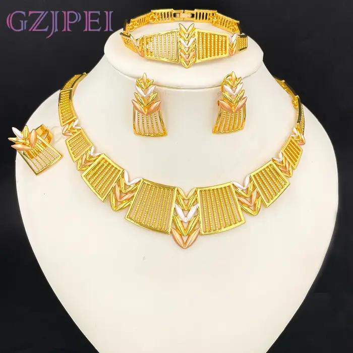GZJPEI Dubai grand ensemble de bijoux mode déclaration cadeaux de mariage conception collier ras du
