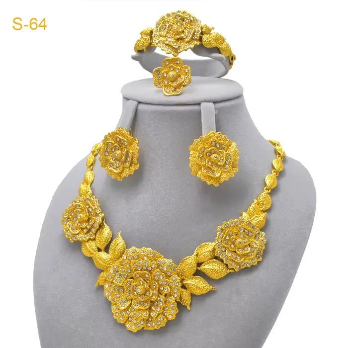 Ensemble de bijoux brésiliens plaqués or 24 carats pour femmes