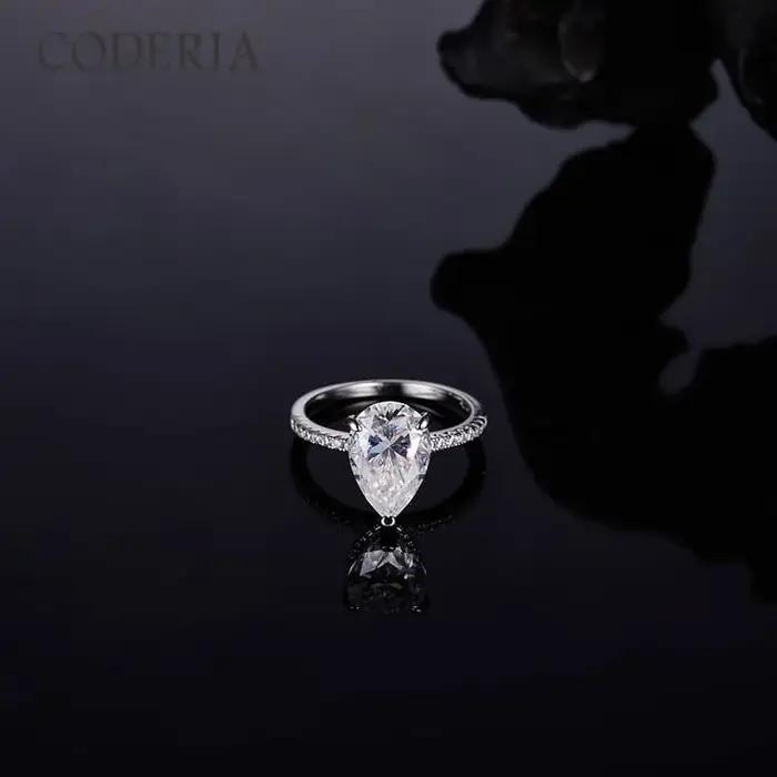 Bague de fiançailles pour femme en argent sterling 925 avec pierre de moissanite de couleur D de 4 carats 8*12 mm