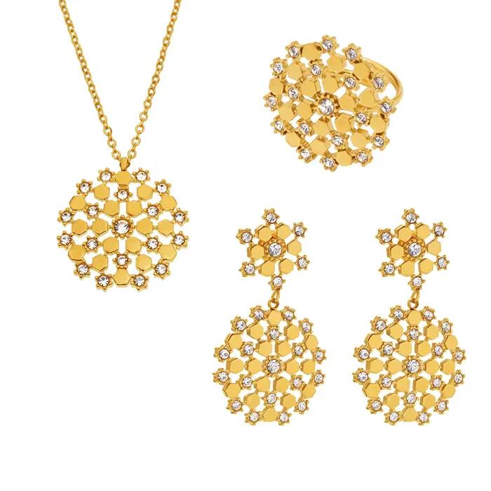 Ensembles de bijoux en acier inoxydable plaqué or avec pierres précieuses de Bohême pour femmes occasions spéciales