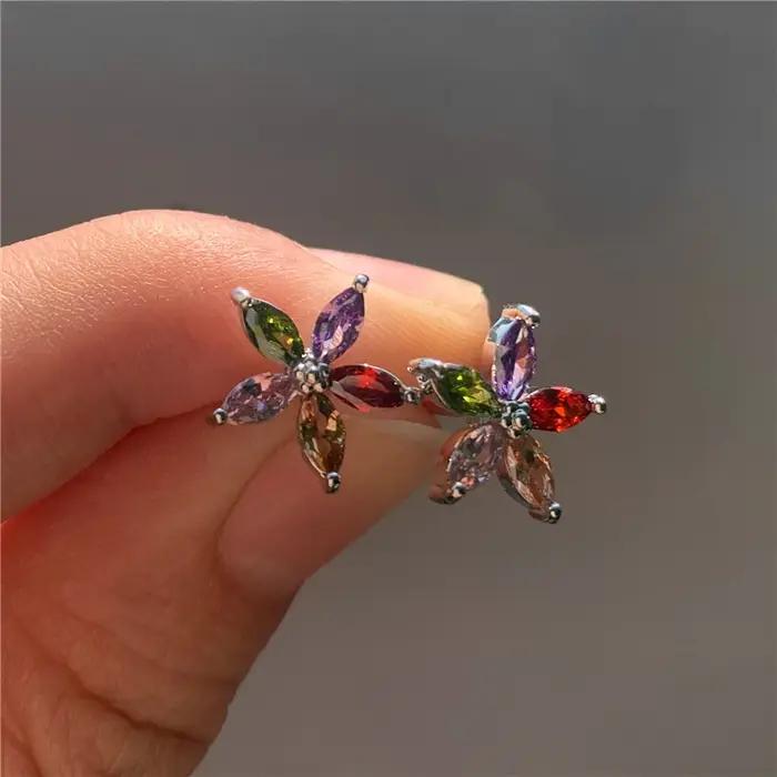 Boucles d'oreilles étoile en argent sterling 925 avec zircone cubique pour femme, bijoux de mariage, occasions spéciales et cadeaux romantiques