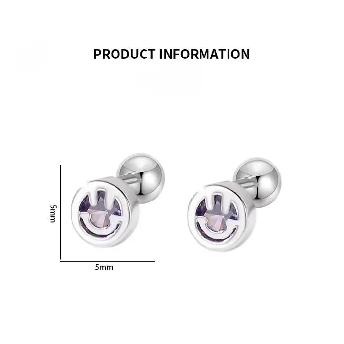 Boucles d'oreilles à tige en argent regardé 925 pour femmes, bijoux piercing coréens, cinq sens, visage souriant, cercle, tendance 2023, vente en gros