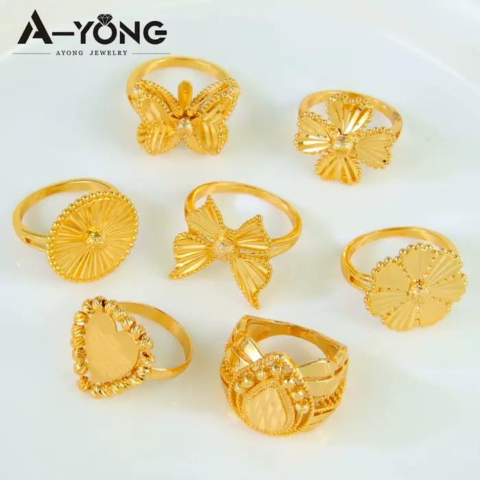 Bague de pièces d'or turques plaquée or 21 carats sertie de zirconium pour femmes - Alliances de mariage traditionnelles - Bijoux de fête pour occasions spéciales