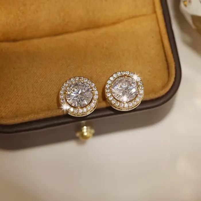 Boucles d'oreilles de luxe en zircone cubique or jaune pour femmes occasions spéciales vintage elegance discothèque soirée mariage