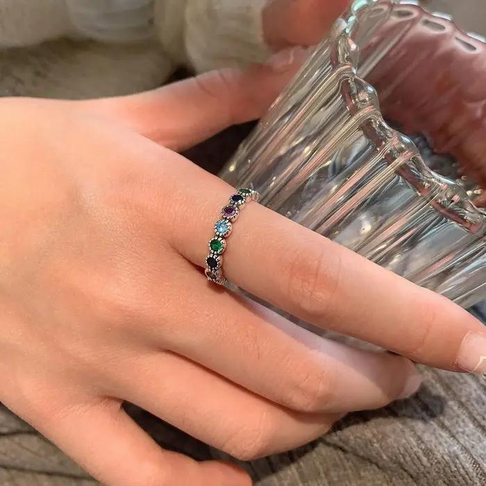 Bague de cocktail en argent sterling 925 sertie de zirconium bleu pour femmes, design rétro chic, cadeau pour occasions spéciales