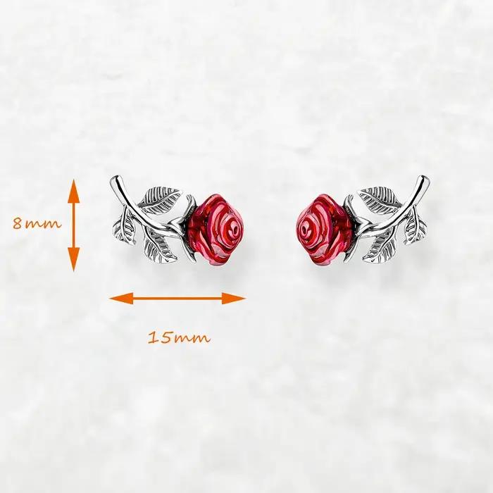 Boucles d'oreilles en forme de Rose rouge pour femmes