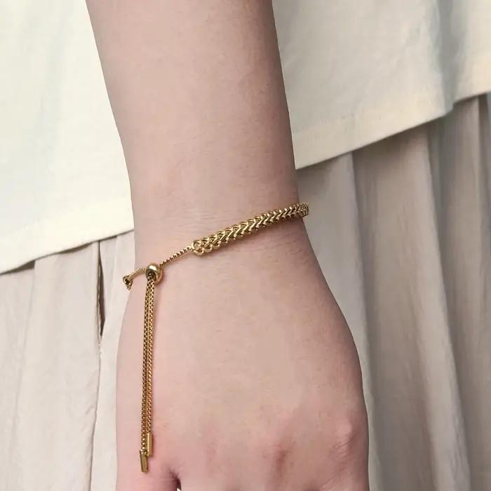 Bracelet à nœud coulissant réglable pour femme – Acier inoxydable chirurgical hypoallergénique – Chaîne de luxe minimaliste