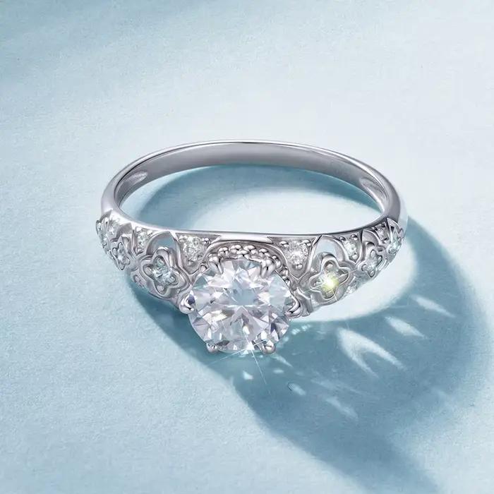 Bamoer – bague Moissanite U 1CT en argent Sterling 925