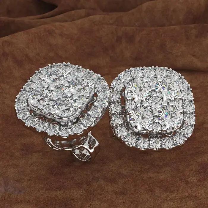 Boucles d'Oreilles en Pierres Précieuses Pures pour Femme, Bijoux en Or 14K, Diamant, Péridot Oorbel