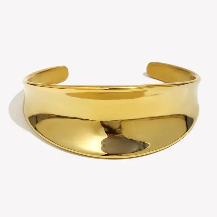 Bracelet de Manchette E.B.belle en Acier Inoxydable Plaqué Or 18K pour Femmes Occasions Spéciales Élégance Moderne Sophistication